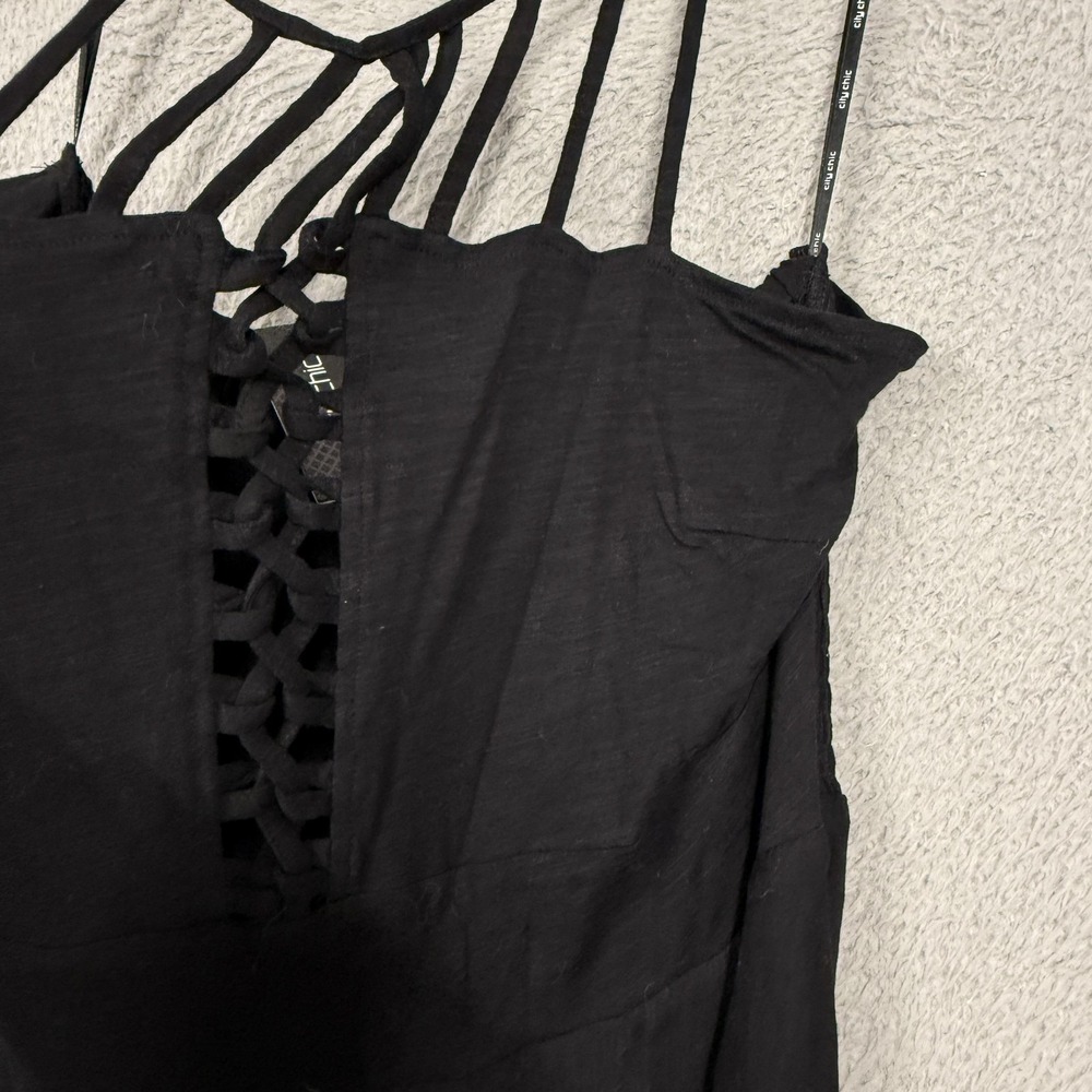 City Chic Dress Womens 16 Black Maxi Plait Detail Strappy Halter‎ Plus Asym Hem - Picture 13 of 16